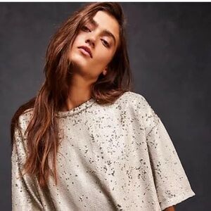 Free People Sequin Tee SZ XL